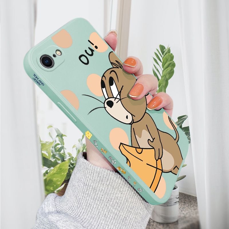 AMORVOR for iPhone 7/8/SE 2020 Back Cover Cartoon Cute Lovely Side design Soft Case Liquid Silicone Phone Cases