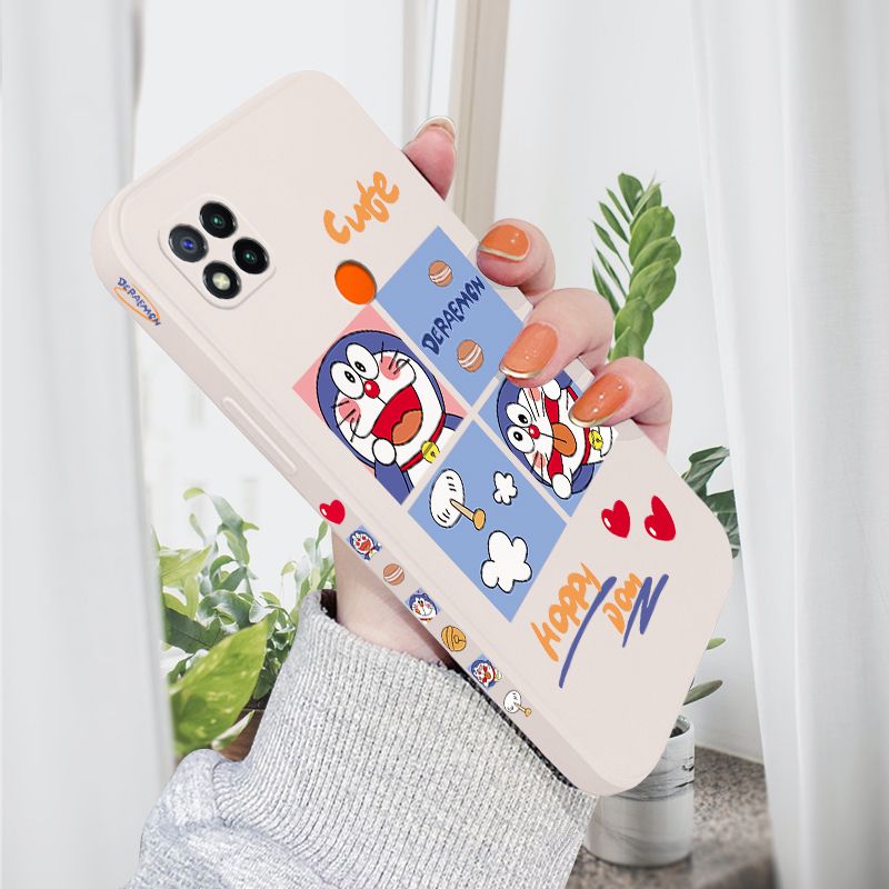AMORVOR for Redmi 9C Back Cover Cute Happy Cartoon Side design Soft Case Multicolor Liquid Silicone Phone Cases