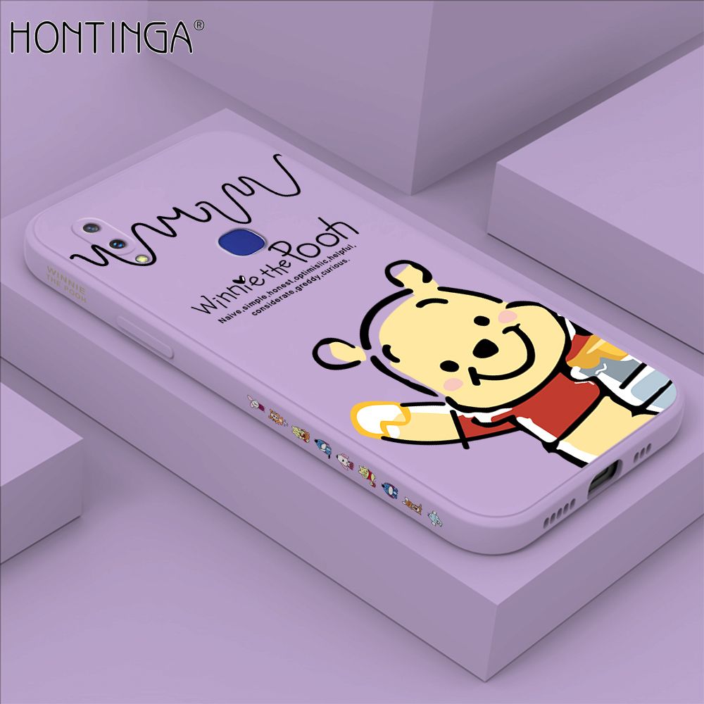Hontinga for Vivo V11I Case Side Design Hello Little Bear Back Cover Soft Square Edge Pattern Liquid Silicone Trend Phone Cases
