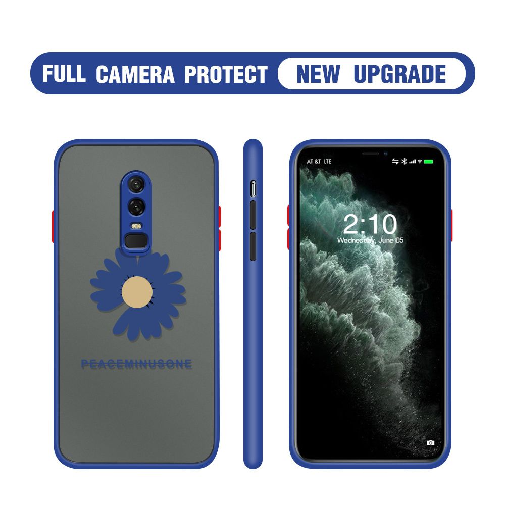 Hontinga for OnePlus 6 Case Daisy Flower Cover Camera Shockproof Protection Case Edge Frosted Transparent Phone Cover