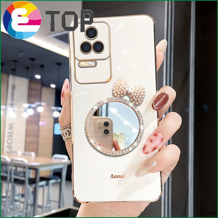 Suitable for redmi k50 mobile phone shell ins wind cute bow mirror redmi silicone anti-fall protective sleeve tide brand