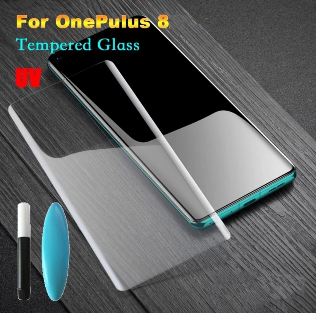 OnePlus 8 _ UV Tempered Glass 6D Curved Full Cover Screen Protector Fingerprint Unlock