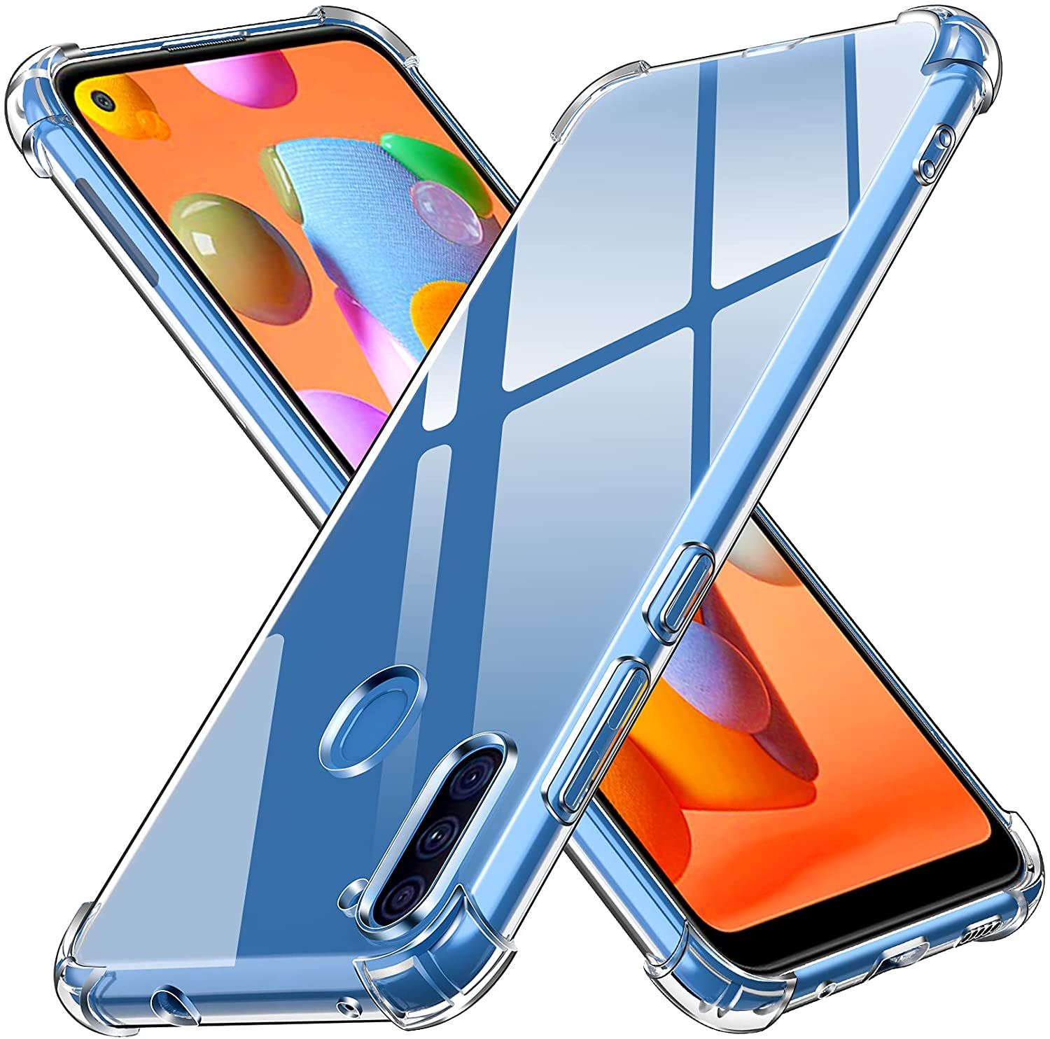 For Samsung Galaxy A11 / M11 Back Cover Shockproof Transparent Soft TPU Silicone Protector Phone Case with Shock Absorption Bumper Corners