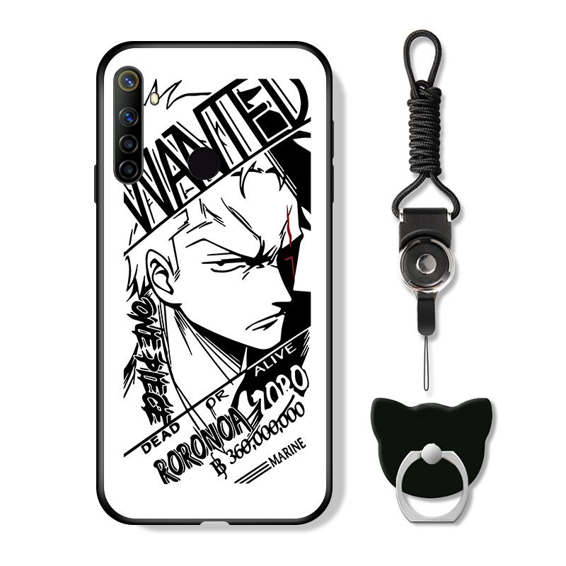 Cellphone Case For Realme 6i ( Finger Ring + Lanyard ) Shockproof SoftCase Anime Luffy Zoro HandCellphone Case For Men SketchWanted Order Cellphone Casing Soft TPU Silicone Cellphone Case For Boys Cover