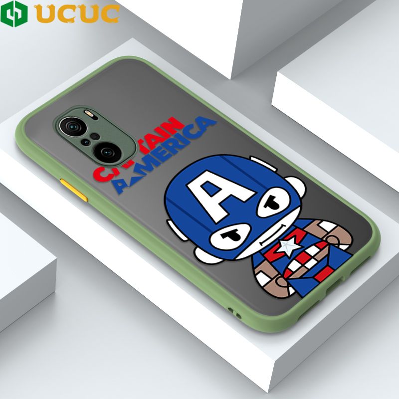 UCUC for Redmi K40 / K40 Pro / Xiaomi Poco F3 Back Cover Captain America Frosted Transparent Hard Phone Case Thin Shockproof Full Cover Camera Protect Case