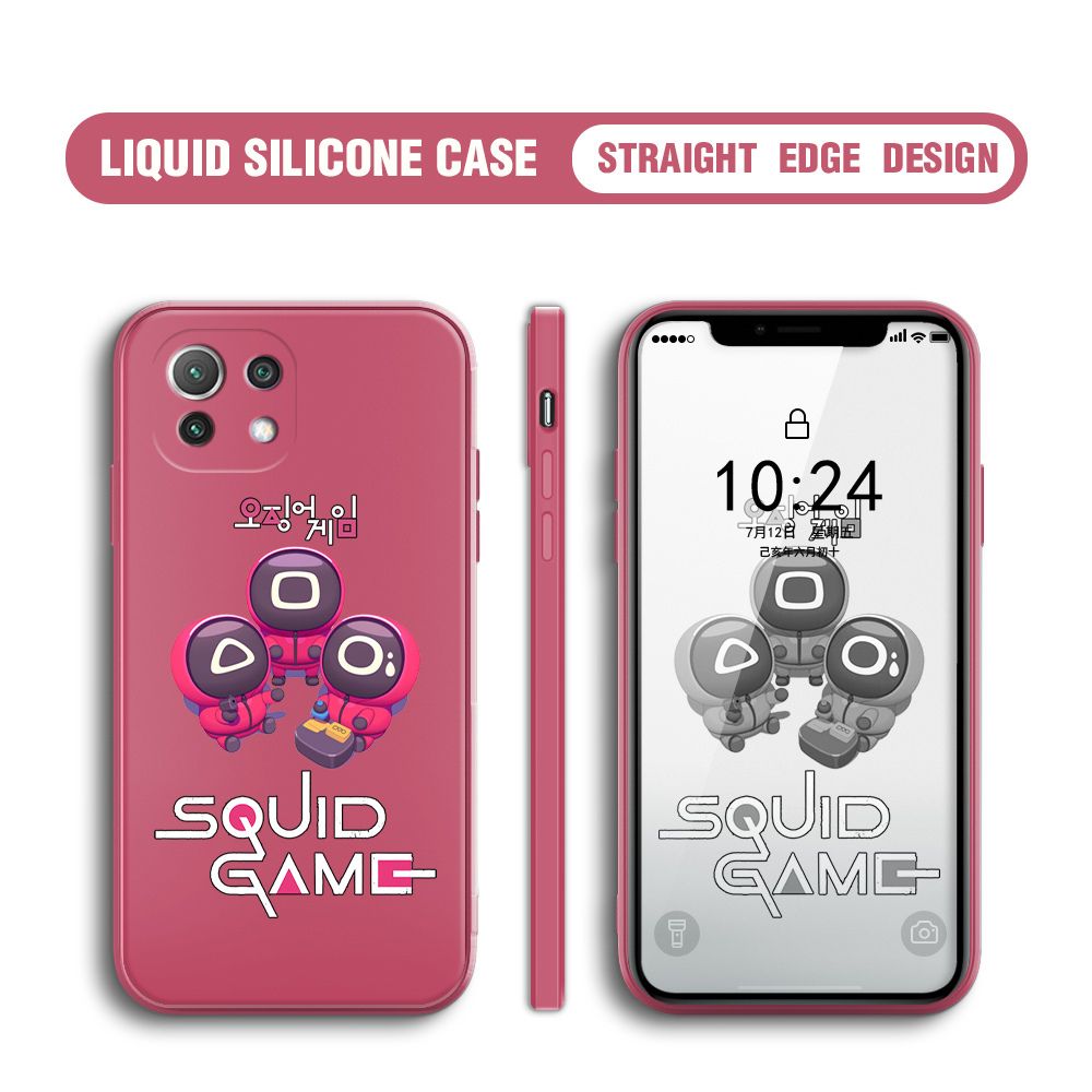 UCUC for Xiaomi Mi 11 Lite 5G Case Cute Cartoon Cute Squid Character Phone Cover Square Liquid Silicone Shockproof Phone Protective Case