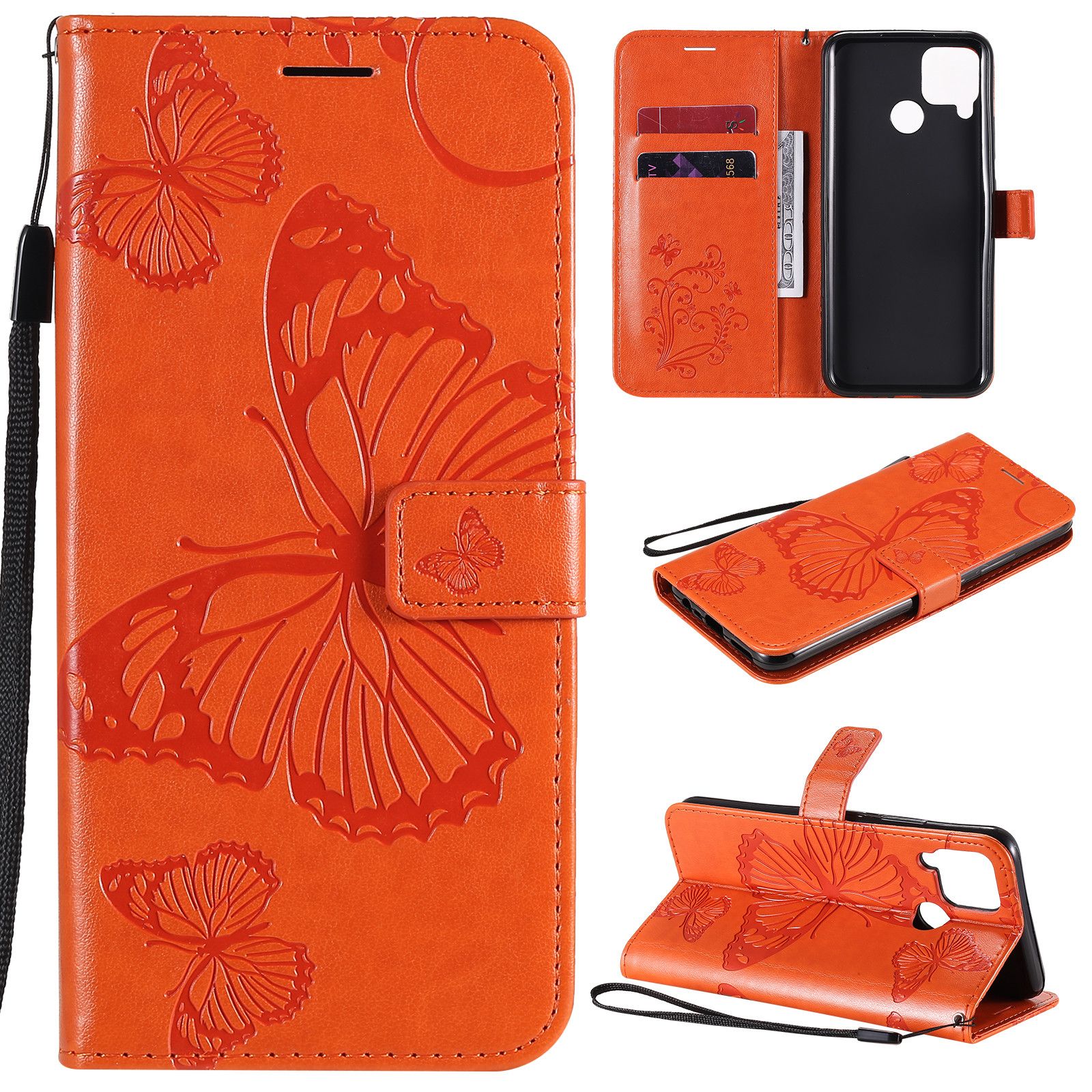 Designed for Realme C12 Case, Realme C15 C25 Case, Fold Stand & Card Holder PU Leather Wallet phone Case for Realme C12/ C15/ Realme C25 (6.5")