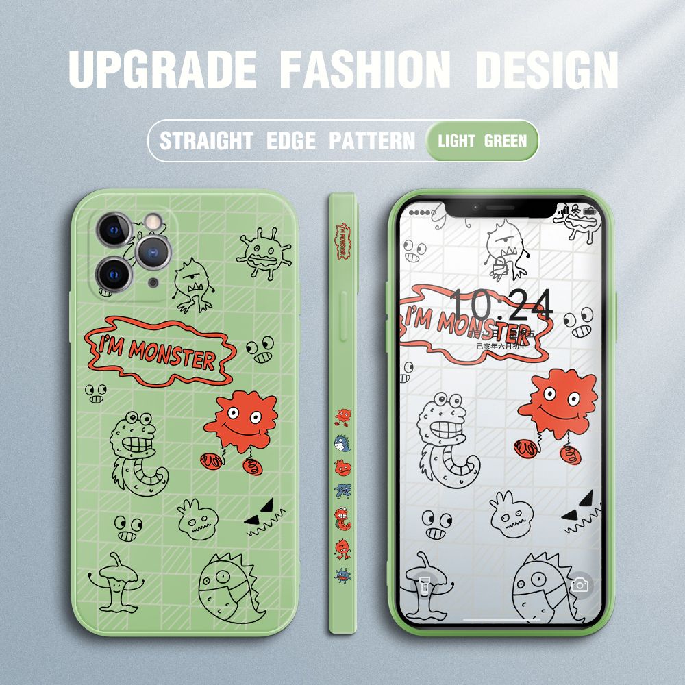 Jizetin for iPhone 11 Pro Max Case Side Design Phone Cover Printed Text “I Am Monster ” Cover Square Edge Pattern Liquid Silicone Trend Case