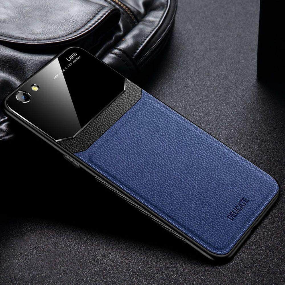 For Oppo R9 Plus Business Slim Hybrid Leather TPU Bumper Glass Lens Protective Case Cover