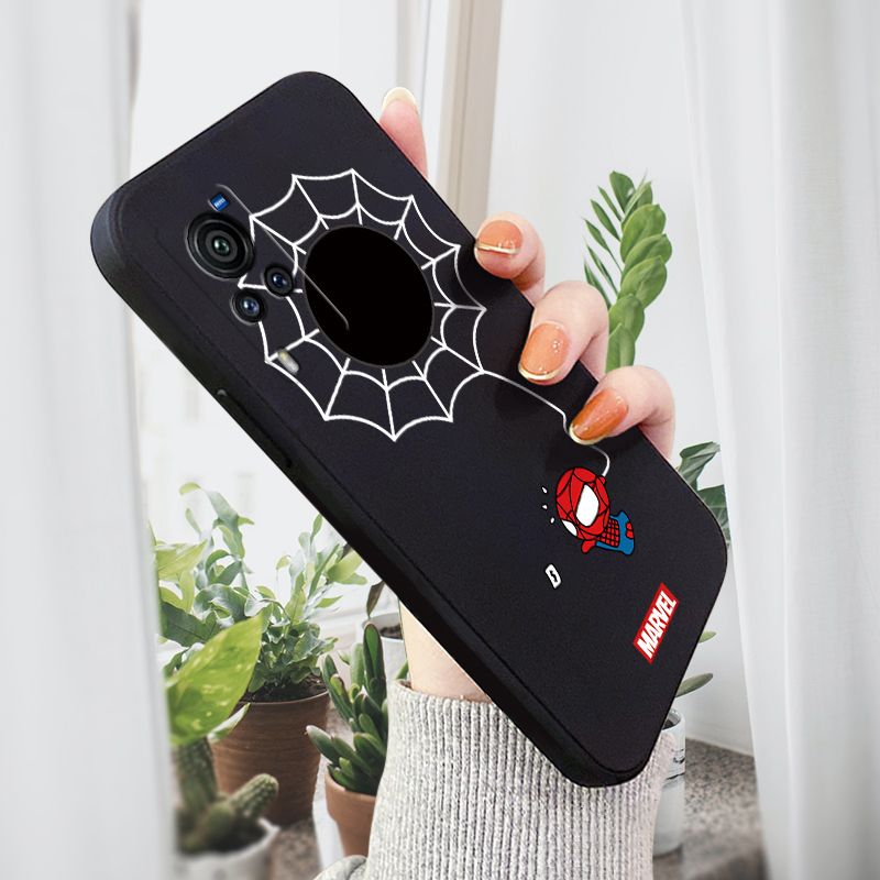 AMORVOR for Vivo X60 Pro 5G Back Cover Cartoon Cute Spiderman Side design Soft Case Liquid Silicone Phone Cases
