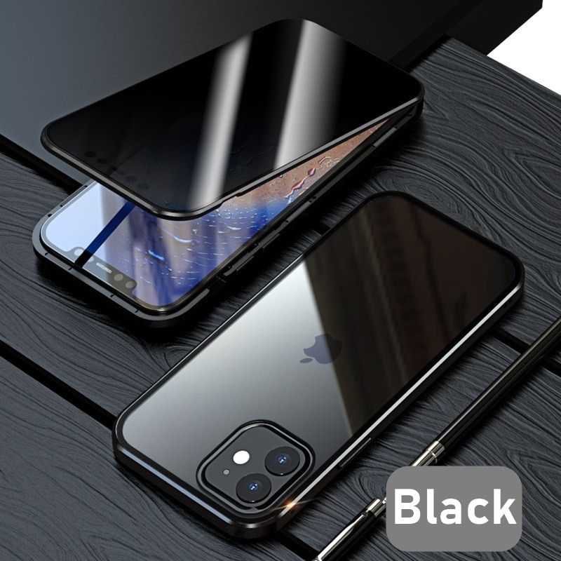 Tongdaytech Privacy Magnetic Case For Iphone XS 13 12 11 Pro MAX XR 6 7 8 Plus Magnet Metal Tempered Glass 360 Protective Cover