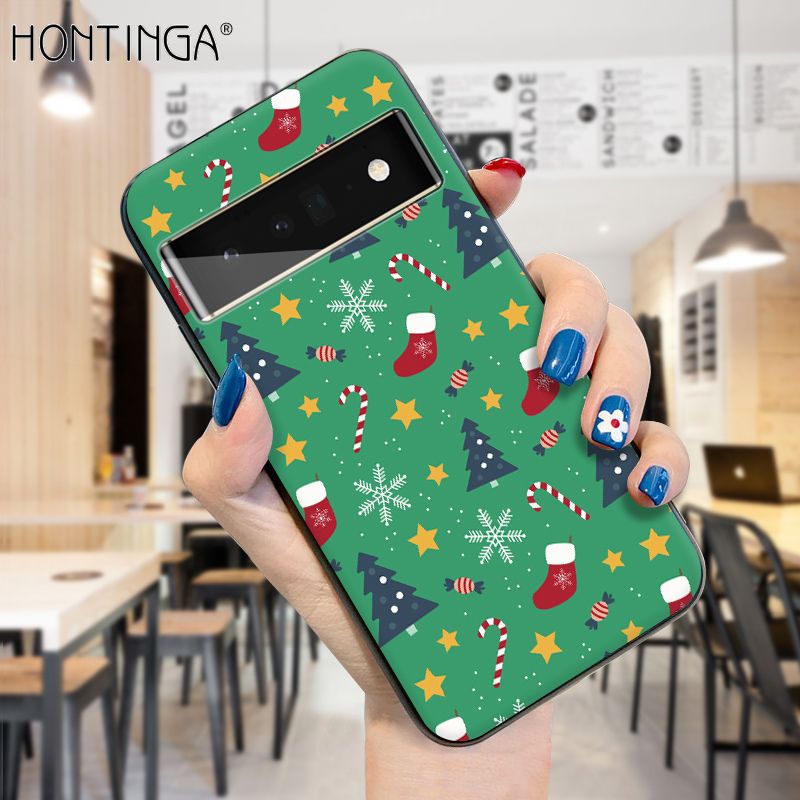 Hontinga for Google Pixel 6 Pro Case Merry Christmas Gifts for Girls Boys Phone Cover Shockproof Soft Silicone TPU Cases