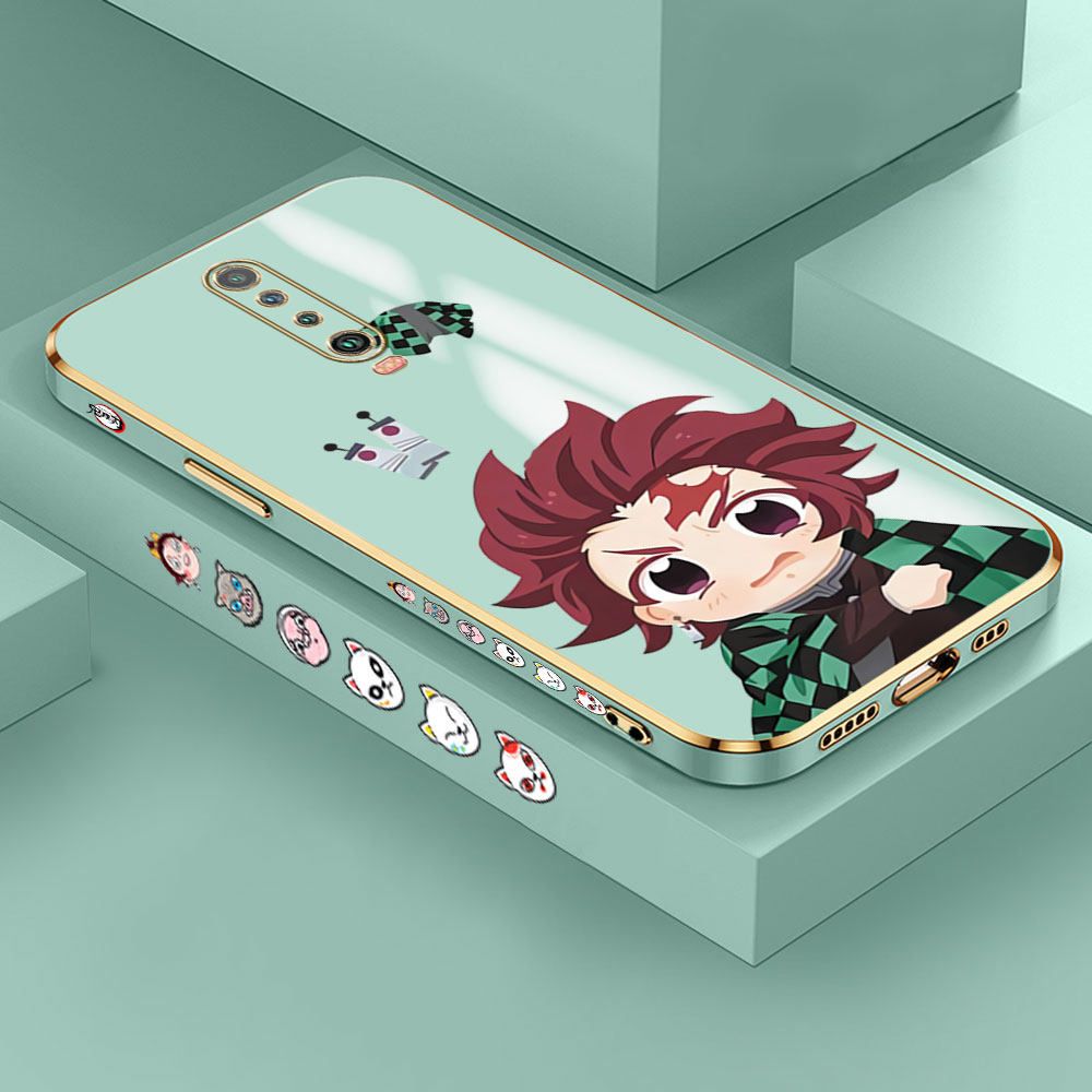 Jizetin (Free Lanyard) Xiaomi Poco X2 / Redmi K30 Case Lovely Tanjiro Luxury 6D Plating Soft Casing Silicone Ultra Thin Phone Cover