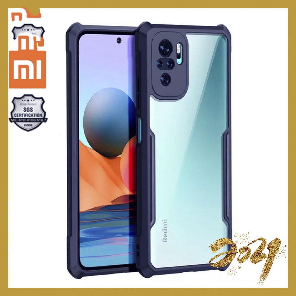 For Redmi Note 10 / Redmi Note 10S / Redmi Note 10 4G Edge-Reinforced Shockproof Cushion Back Clear Hybrid Transparent Hard Cover Casing