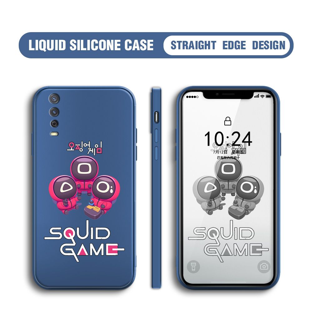 Jizetin for Vivo Y20 / Y12A / Y12S / Y20i / Y20SG Case Cute Cartoon Cute Squid Character Phone Cover Square Liquid Silicone Shockproof Phone Protective Case