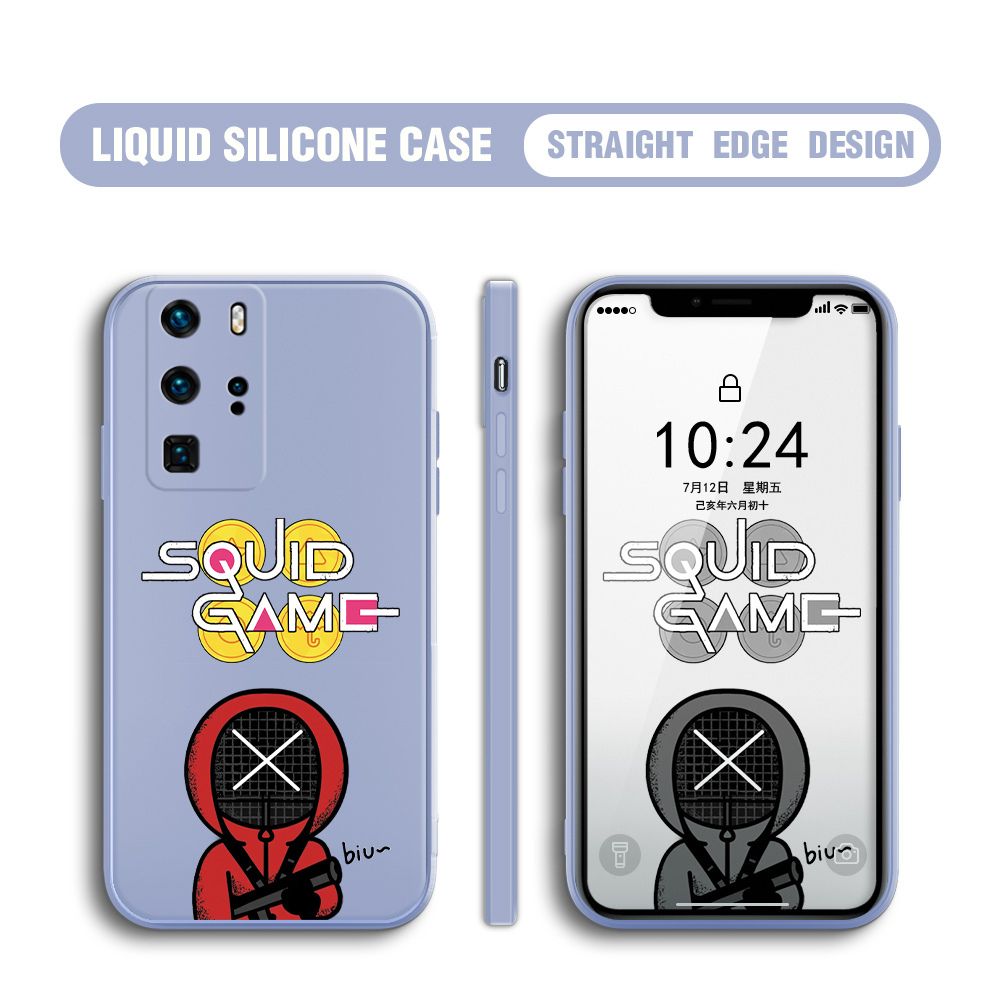 Jizetin for Huawei P40 Pro Case Fashion Cartoon Judge Role Phone Cover Square Liquid Silicone Trend Phone Case