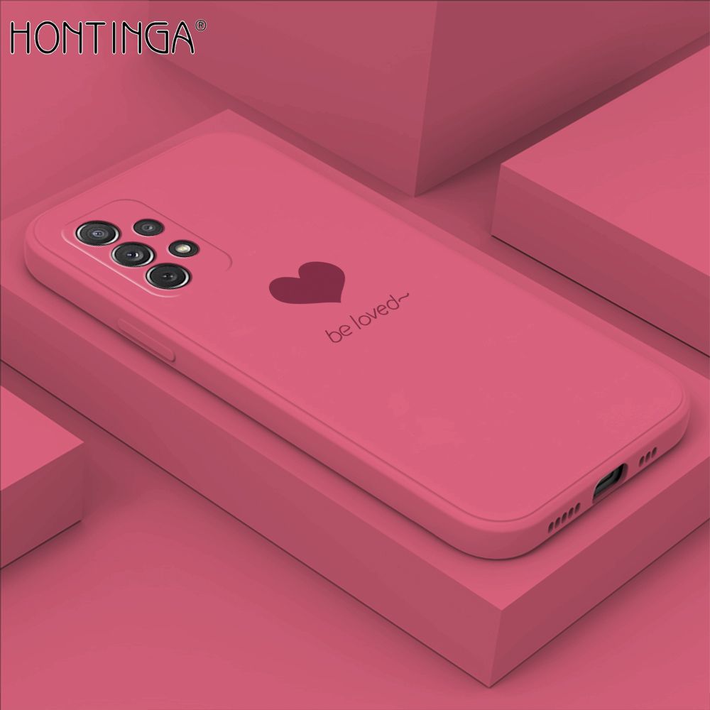Hontinga for Samsung A72 5G / 4G Case Simple Lover Heart Pattern Back Cover Soft Square Edge Liquid Silicone Phone Cases