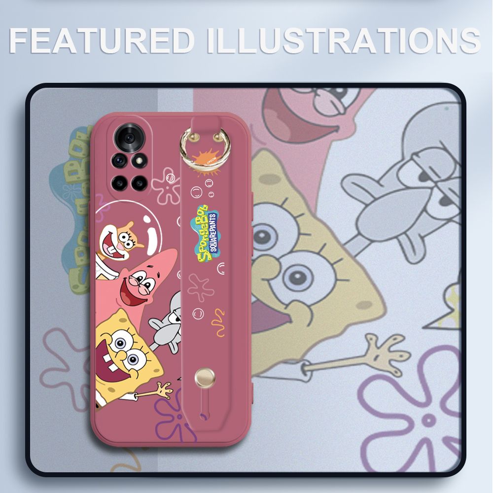 UCUC for Huawei Nova 8 Pro Wrist Strap Case Funny Cartoon Sea Creatures Cover Ultra Thin Anti Fall Liquid Silicone Phone Case