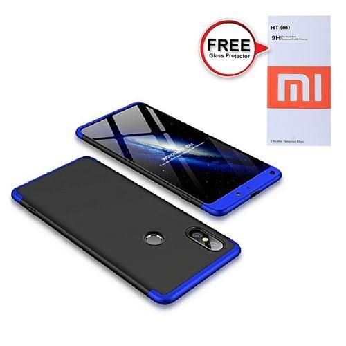 Xiaoomi Reddmi S2 360 Degree Phone Case with Free Glass Protector - Blue and Black