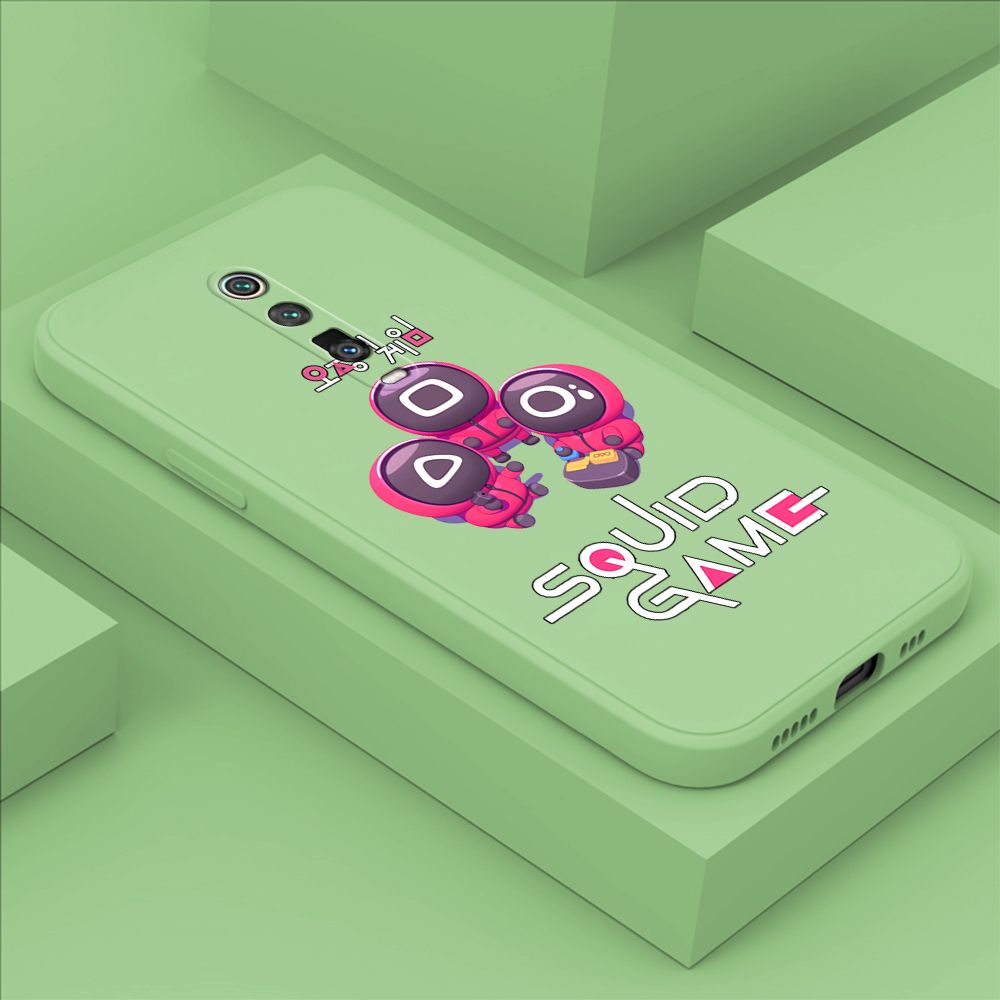 ZeroQiQi for Xiaomi Mi 9T Case Cute Cartoon Cute Squid Character Phone Cover Square Liquid Silicone Shockproof Phone Protective Case