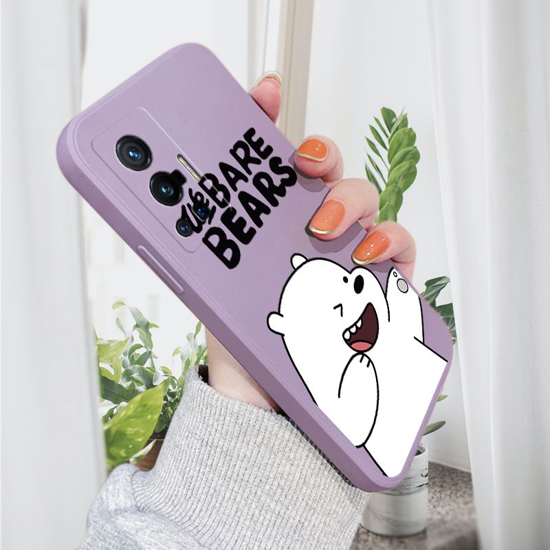 AMORVOR for Vivo X70 Pro 5G Back Cover Cartoon Cute Panda Side design Soft Case Liquid Silicone Phone Cases