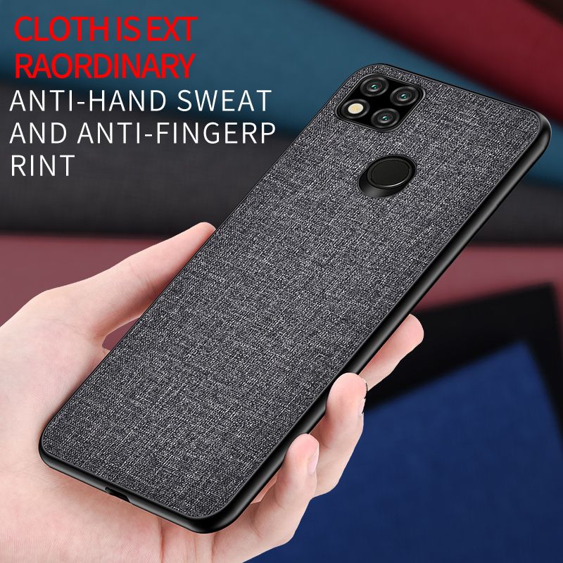 Casinglee For Redmi 9 Dual Camera Case Linen Soft Cover With Silicone Frame Anti-knock Cloth Case For Xiaomi Redmi 9 Dual Camera Cover
