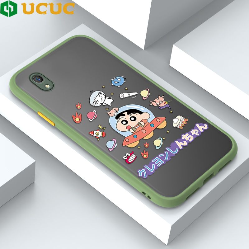 UCUC for Vivo Y01 / Y01A / Y15S / Y15A / Y15C Back Cover Spaceship Shinchan Frosted Transparent Hard Phone Case Thin Shockproof Full Cover Camera Protect Case