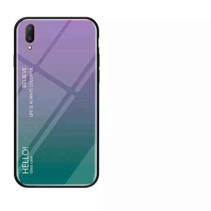 Gradient Color Tempered Glass Casing Protective Case Back Cover Soft TPU Bumper Case For Vivo x23 Case