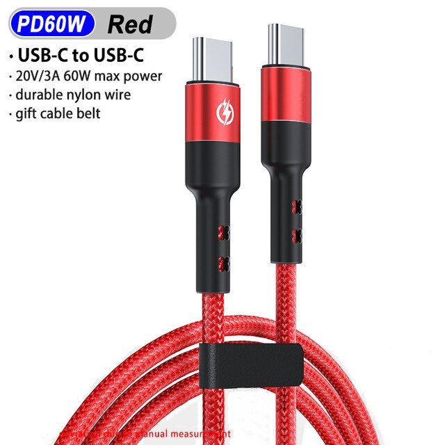 3A USB Type C to USB C Cable For Samsung S10 Type-C 60W PD Fast Quick Charge 4.0 3.0 USB-C Wire For MacBook iPad Pro Cord USB C