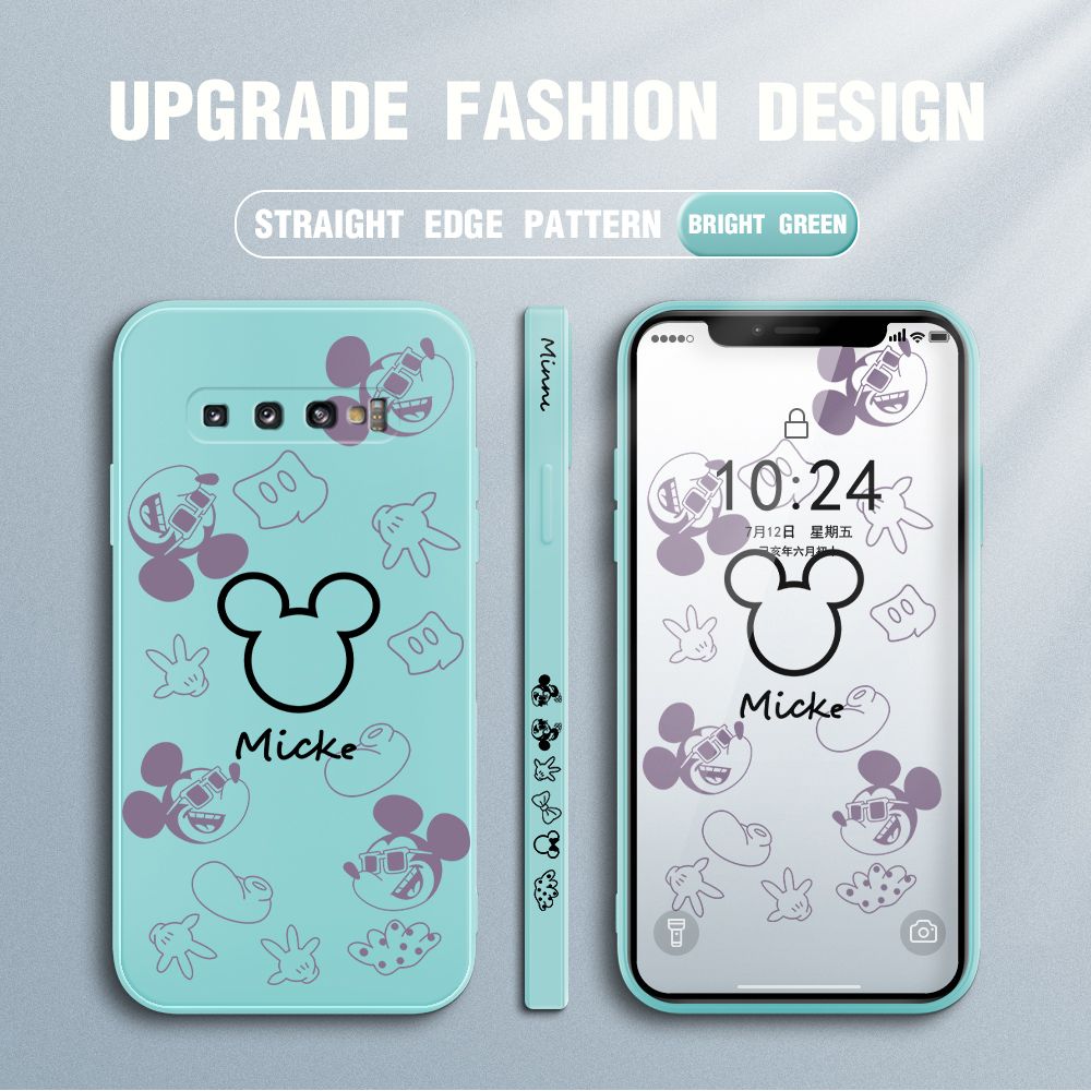 Jizetin for Samsung Galaxy S10 Case Creative Printing Pattern Side Design Phone Case Square Edge Pattern Liquid Silicone Cases Full Cover Camera Shockproof Protective Case