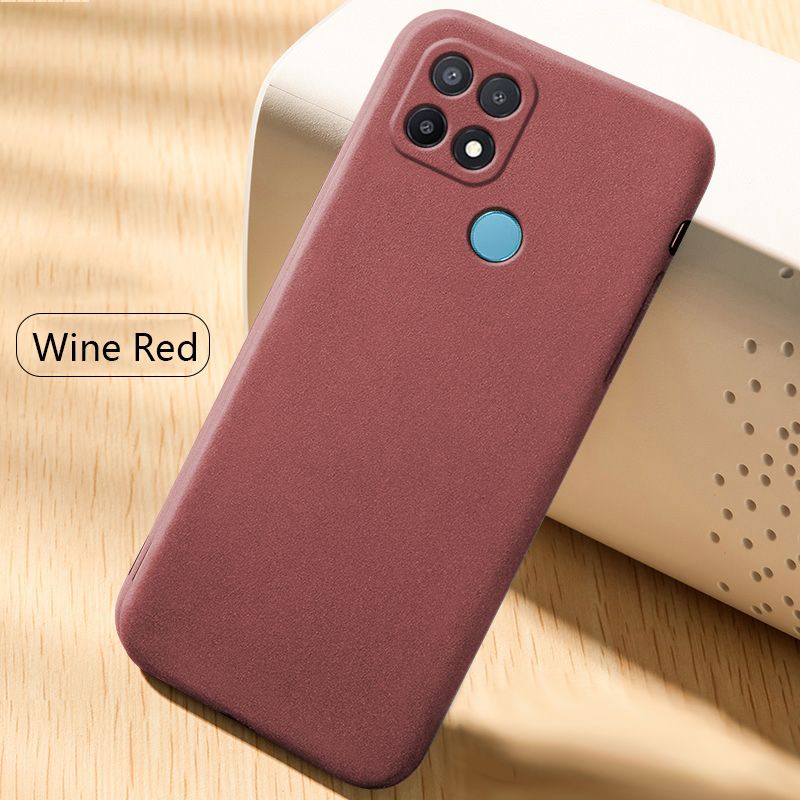 Biruiqu For OPPO A15 A15s Shockproof Anti Slip Soft TPU Sandstone Matte Back Case Cover