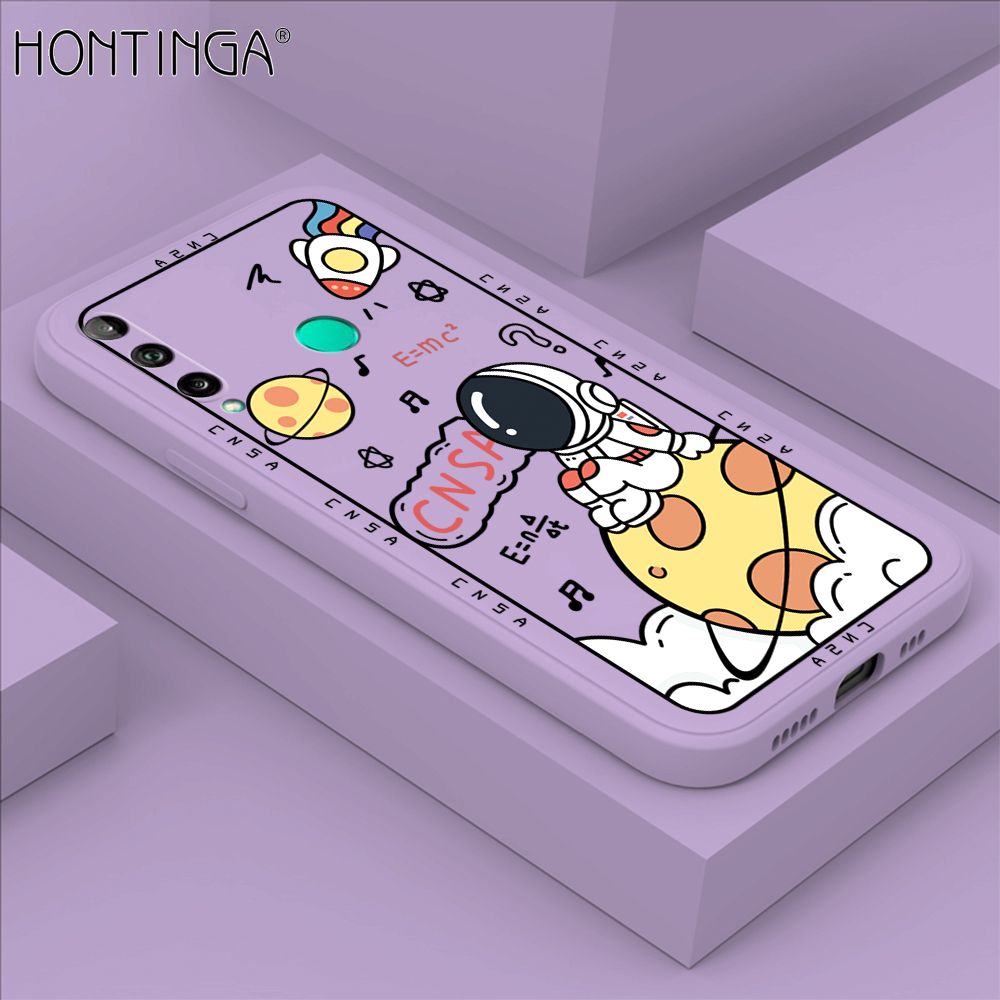 Hontinga for Huawei Y7P / P40 Lite E Case Cartoon Astronauts Phone Case Phone Case Soft Square Edge Silicone Cases Full Lens Cover Shockproof Protection Cover