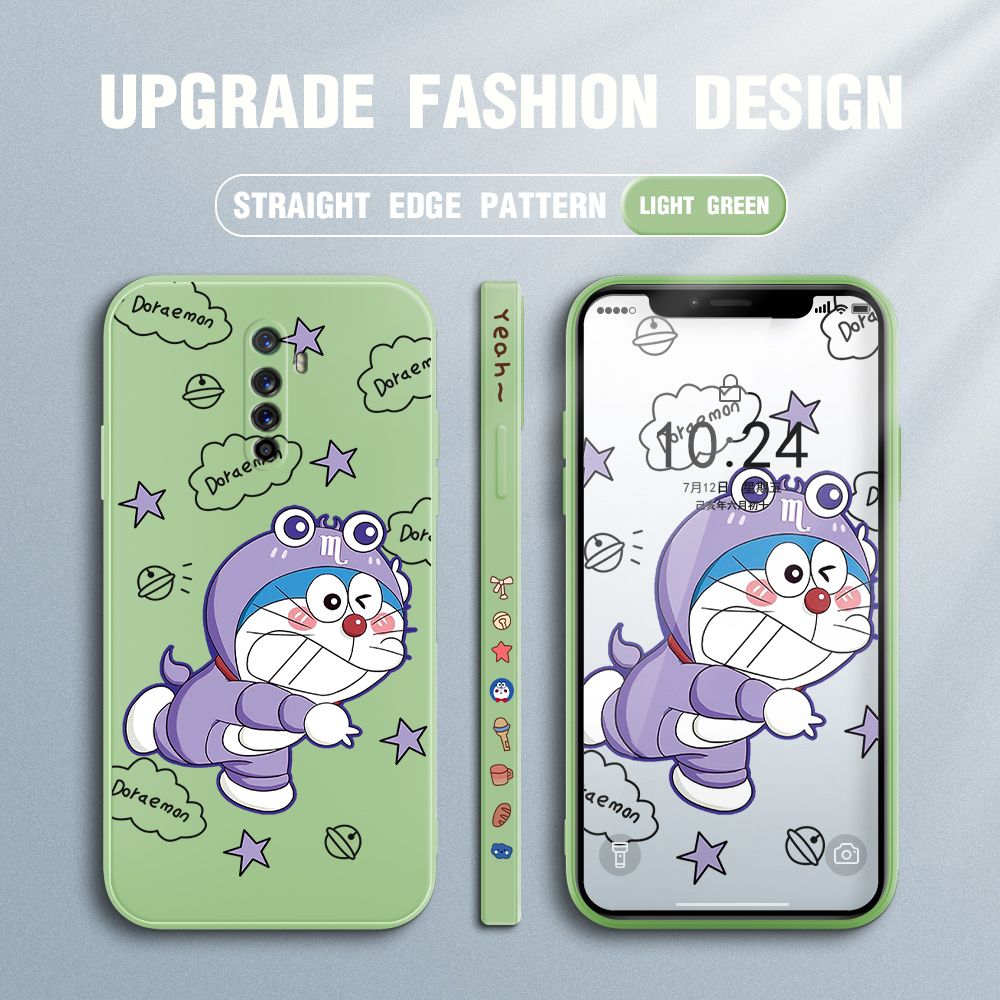 Jizetin for Realme X2 Pro / Reno Ace Case Cute Cartoon Purple Doraemon Anime Side Design Phone Case Ultra Soft Edge Pattern Liquid Silicone Phone Cases