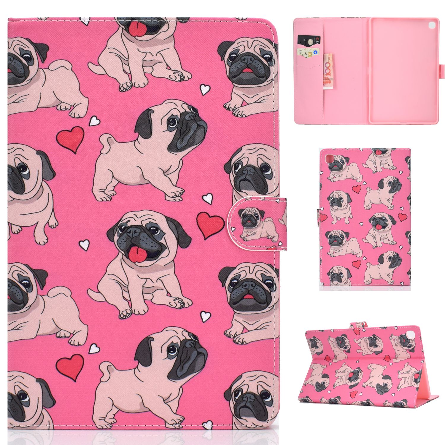 Yfashion For  510/515 Laptop Protective Case with Front Snap Cute Cartoon Color Painted Smart Stay PU Cover