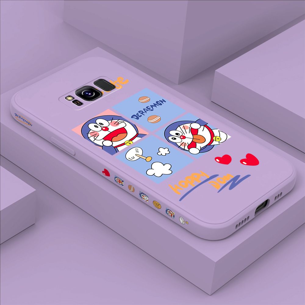 Hontinga for Samsung S8 Case Side Design Cartoon Cute Cat Back Cover Soft Square Edge Pattern Liquid Silicone Trend Phone Cases