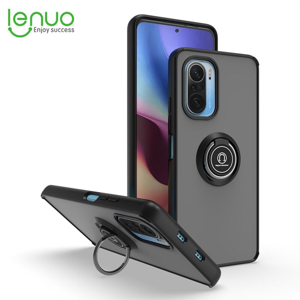 Lenuo Anti-fall Fashion Protective Phone Case For Xiaomi Redmi K40 / K40 Pro / Poco F3 Casing Multifunction Car Magnetic Shockproof With Ring Stand Back Cover