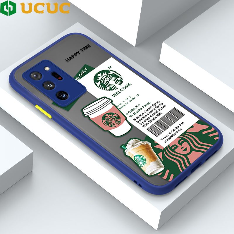 UCUC for Samsung Galaxy Note20 Ultra Back Cover Fashion Sticker Frosted Transparent Hard Phone Case Thin Shockproof Full Cover Camera Protect Case