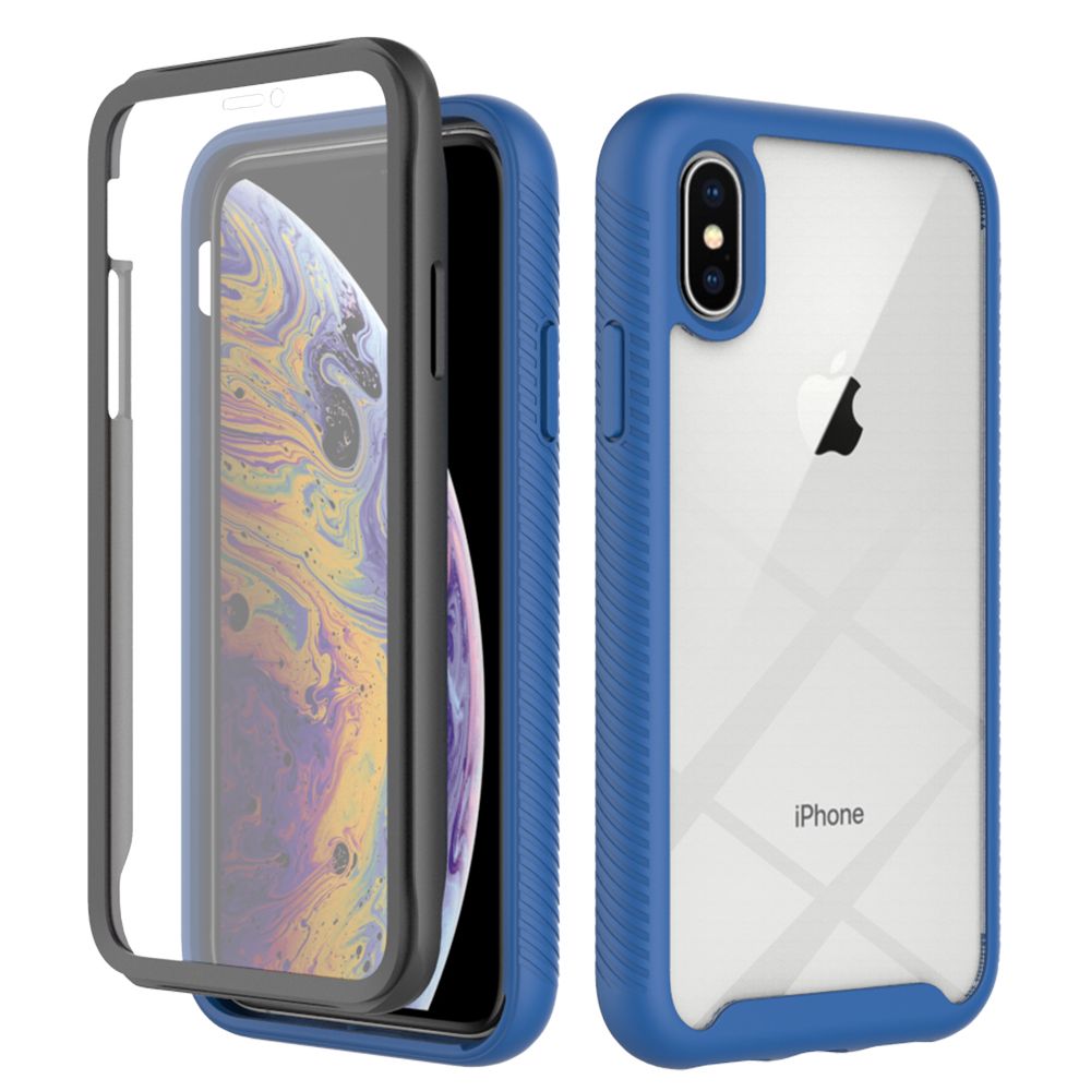 For Apple iPhone XS/iPhone X Shockproof Anti-slip Rugged Bumper 360° Full-body Protection Case Cover