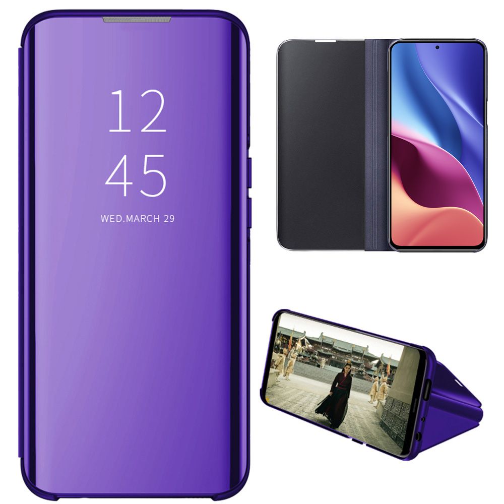 Smart Mirror Flip Phone Case For Xiaomi Redmi K40/K40 Pro View PU Leather Stand Protective Cover