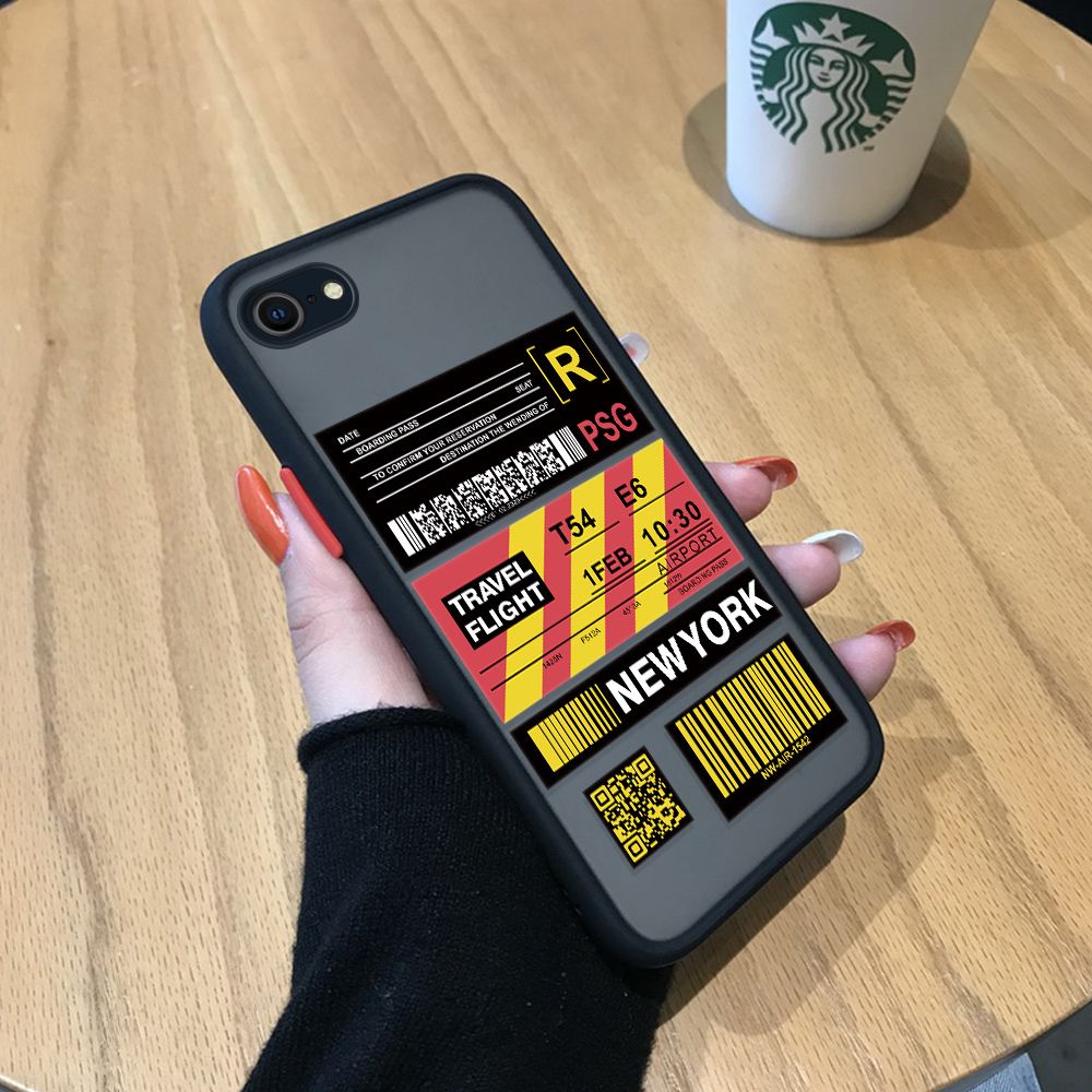 Jizetin for iPhone 6 / 6S Back Cover Stripe Air Ticket Mobile Phone Case Ultra Thin Full Lens Protection Phone Case for Boy