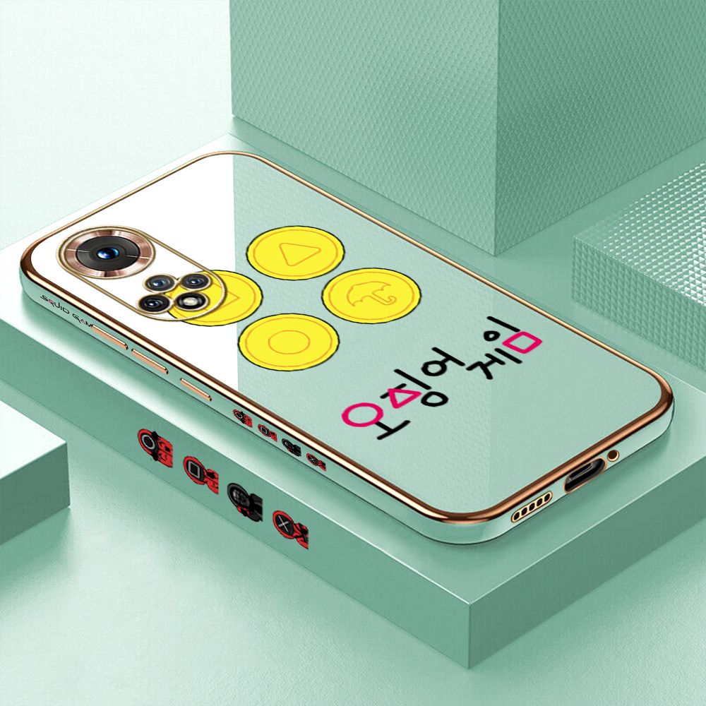 Luxury 6D Plating Case for Honor 50 Popular Games Side Pattern Back Cover Soft Silicone Square Phone Cases + Free Lanyard