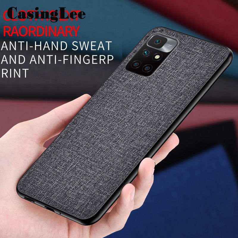 Casinglee For Redmi Note 11S Linen Phone Case Hard Cloth Back Cover With Soft Frame Anti-knock Cases For Redmi Note 11S For girls and Boys
