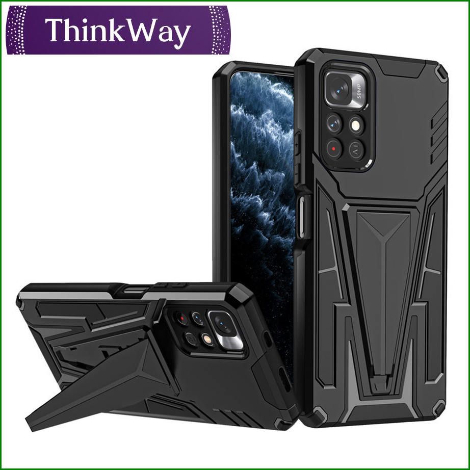 Heavy Duty Protective Case Cover with Kickstand Dual-Layer Design Grade Drop Tested Can be attached to a magnetic car mount For Redmi 10/Redmi 10 Prime/Redmi Note11 4G & Redmi Note11 5G
