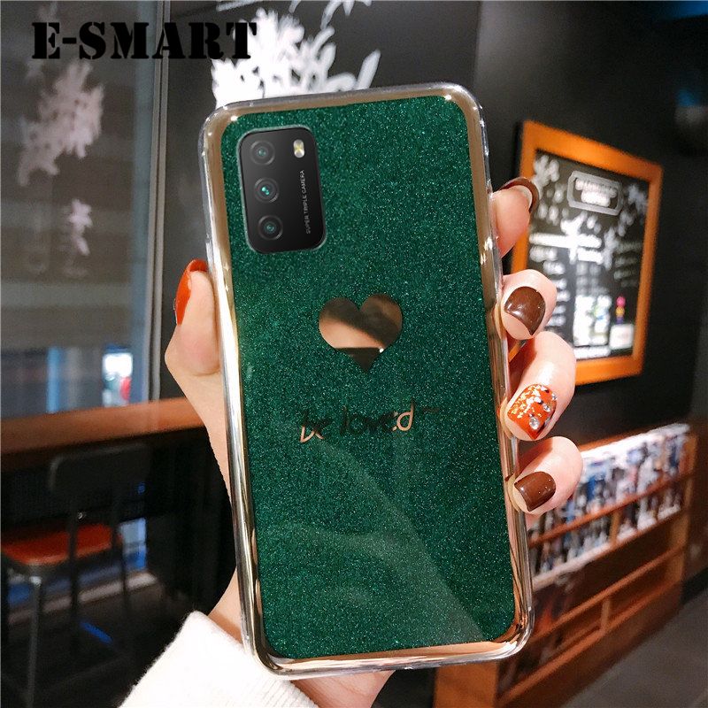 Phone Case Xiaomi Poco M3 Back Fashion Couple Cases Bling Gold Glitter Be Loved Soft Silicone Protector Cover Xiaomi M3 case