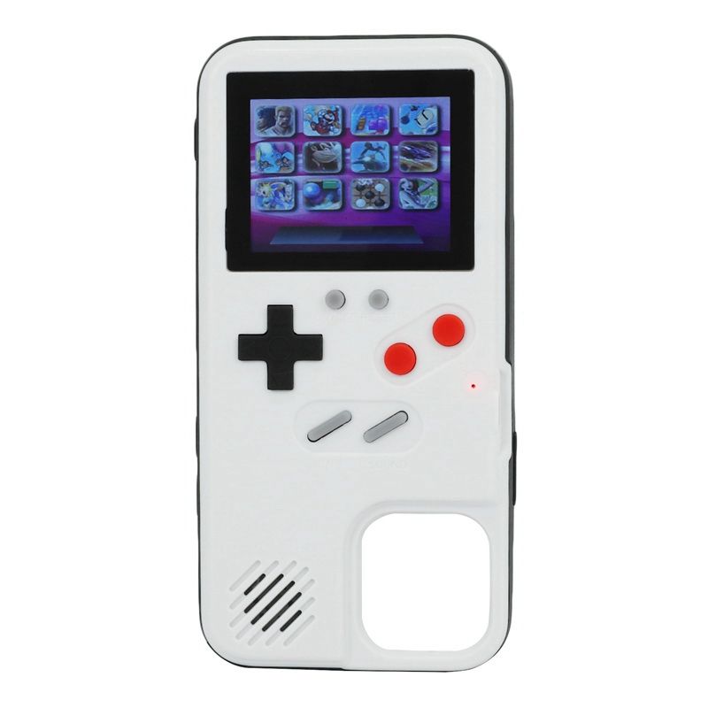 Mobile Phone Case with Color Screen Game Player Case Classic Game Player Pu for iPhone 12 Pro Max,White