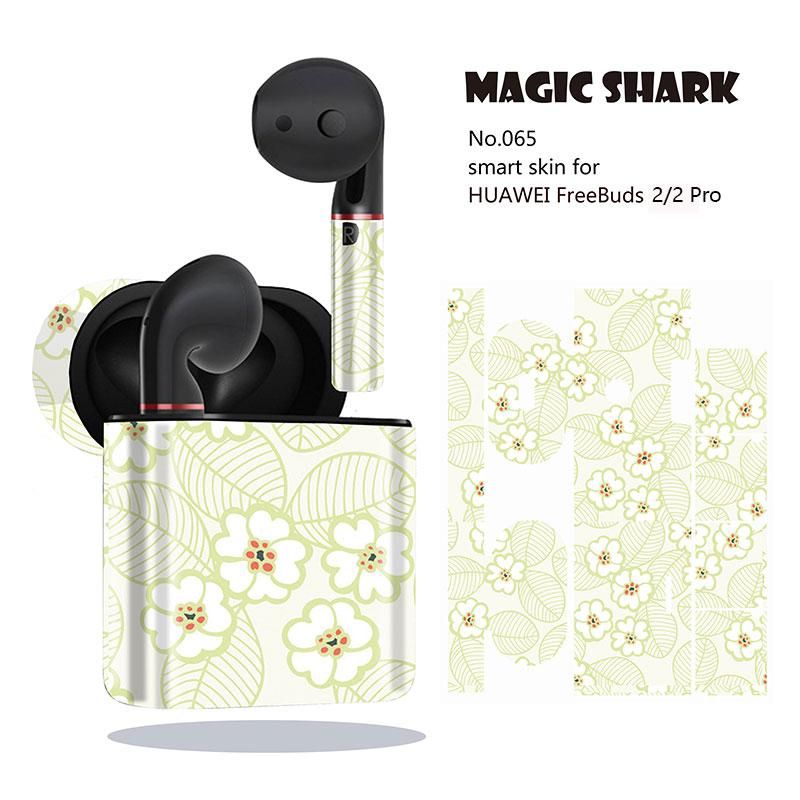 Magic Shark Fashion Simple Style Waterproof Leaf Flower PVC Case Cover Wrap Sticker for HUAWEI Freebuds 2 & 2 Pro