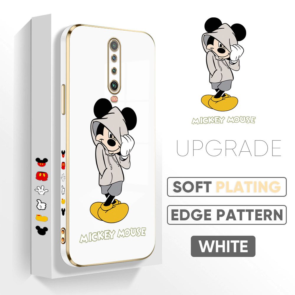 TA for Xiaomi Poco X2 / Redmi K30 Back Cover + Free Lanyard Handsome Mouse Luxury 6D Plating Case Side Pattern Soft Silicone Square Phone Cases
