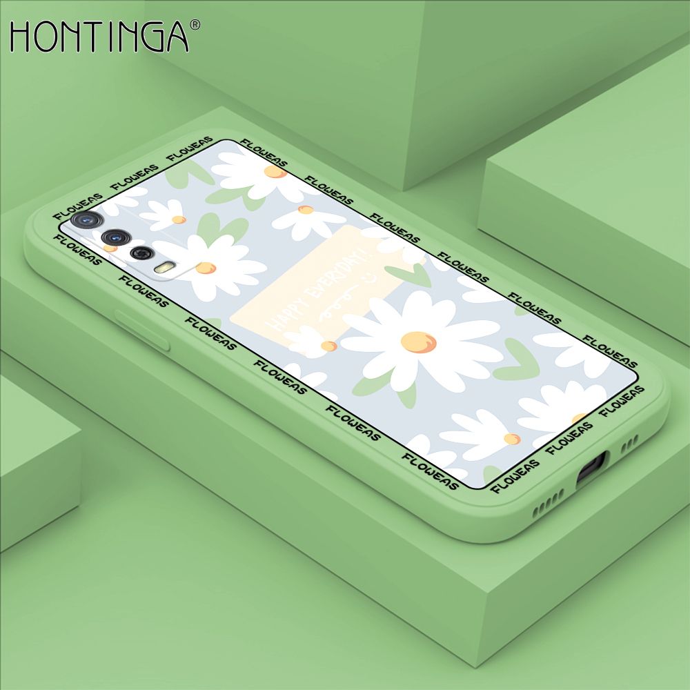 Hontinga for Vivo Y20 Y20i Y20S Y12S Y20 2021 Y20S G Y12A Case Beautiful Daisy Flower Phone Case Phone Case Soft Square Edge Silicone Cases Full Lens Cover Shockproof Protection Cover