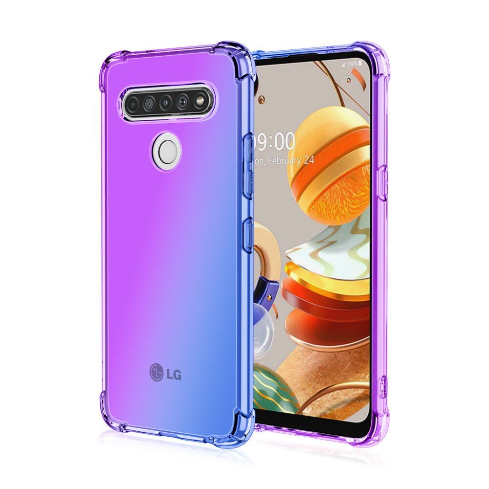 Fashion Gradient Clear Phone Case For LG K71 K61 K51 K50 K40S K41S K31 Q51 Q60 Stylo 5 6 Airbag Corners Soft Silicon Cover