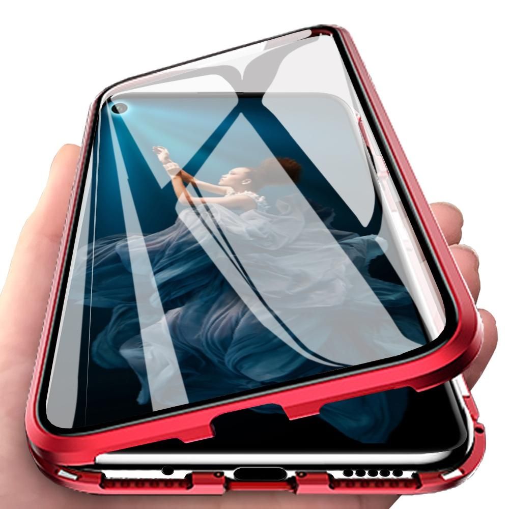 For Huawei Honor 20 Pro Casing 360° Full Body Transparent Tempered Glass with Magnetic Adsorption Metal Bumper Case Cover